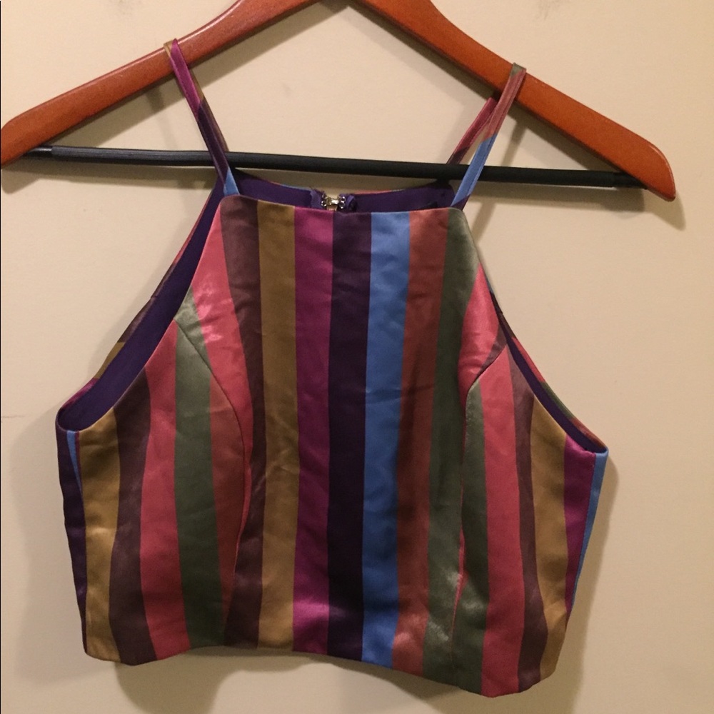 Honey Punch Multicolor Rainbow Stripe Crop Top
